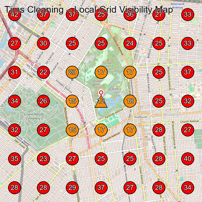 Tims Cleaning GeoGrid visibility map for Carpet Cleaning Service in Brooklyn